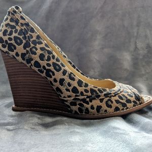 Colin Stuart wood heel wedges leopard print